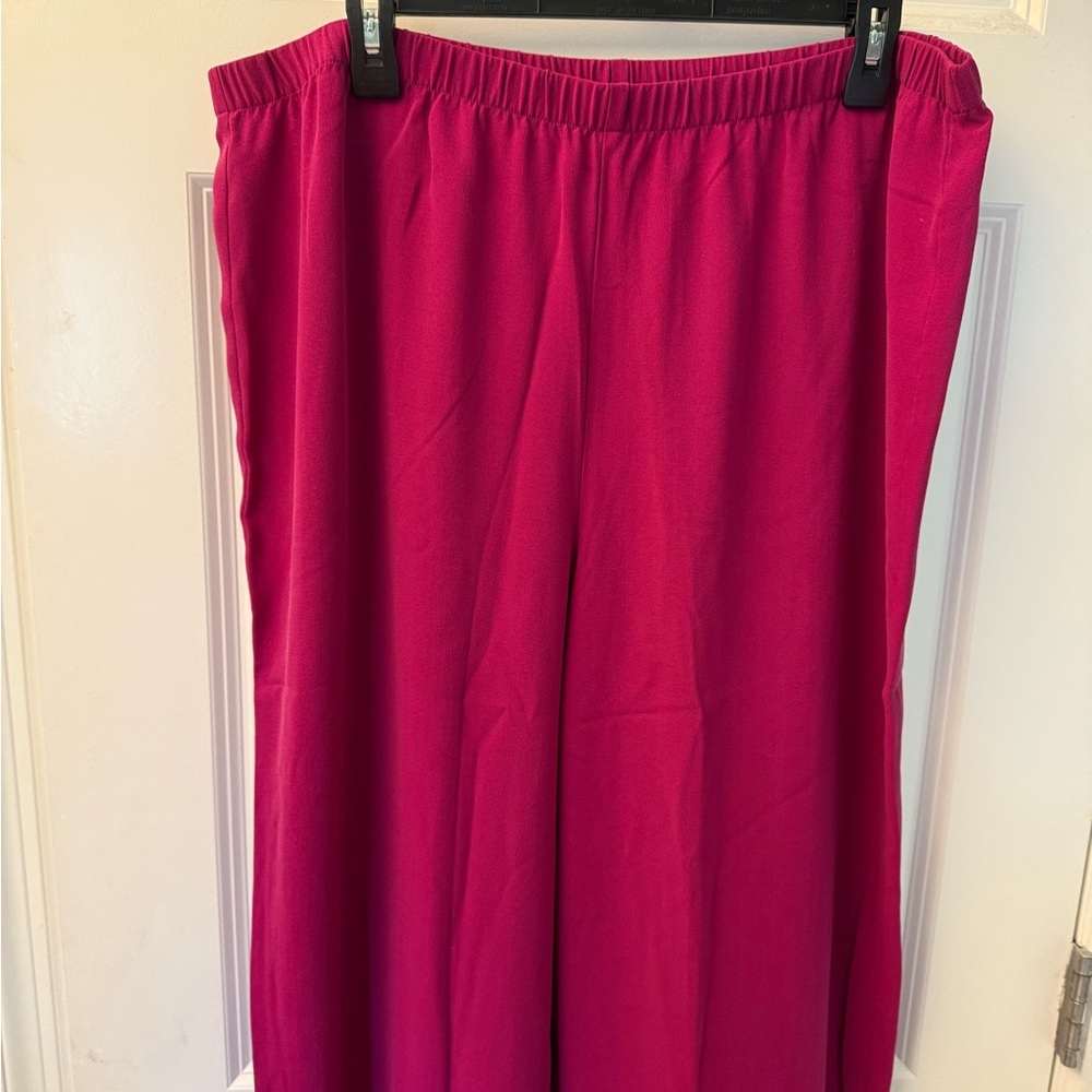 NWT Eileen Fisher 100% Silk Magenta Straight-Leg Pants